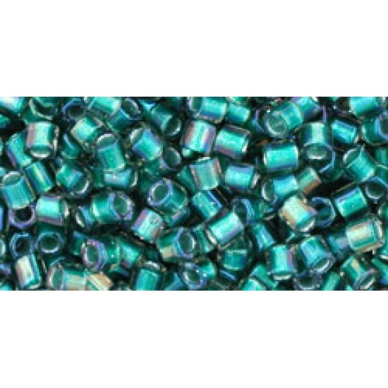 ToHo Hexagon 8/0 (128) 10 gram Crystal Metallic Teal Lined 270